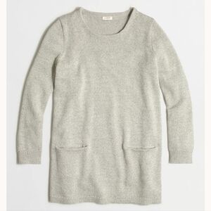 J. Crew Factory Oatmeal Wool Pocket Front Tunic Sweater 3/4 Sleeves Size XS